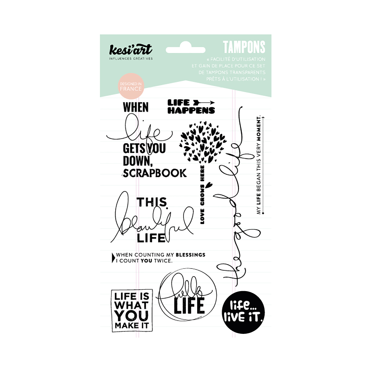 Set de tampons transparents - Hello life - 12x18 cm