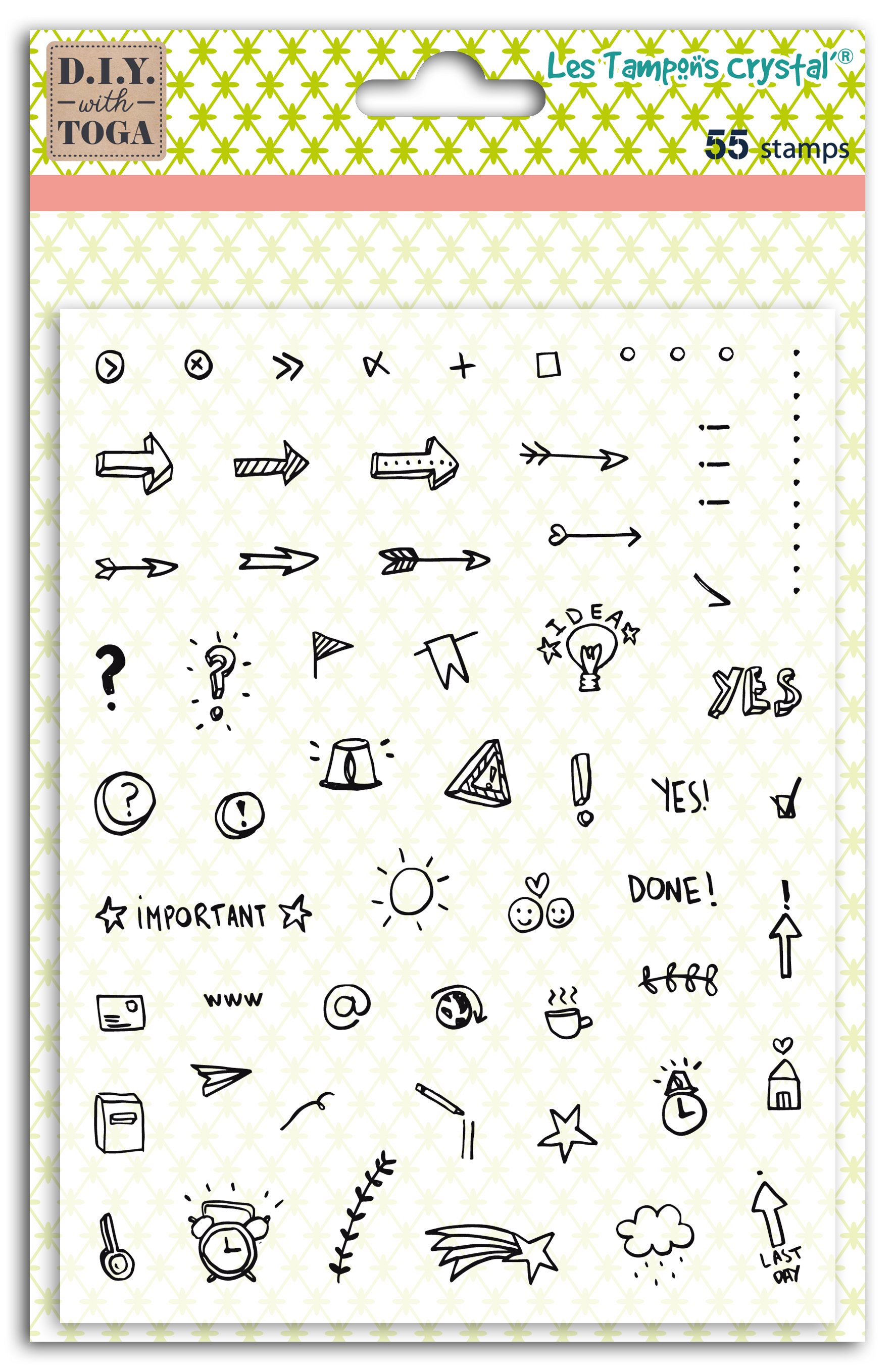 55 tampons transparents «icônes» - 14x18 cm - Bullet Journal© 