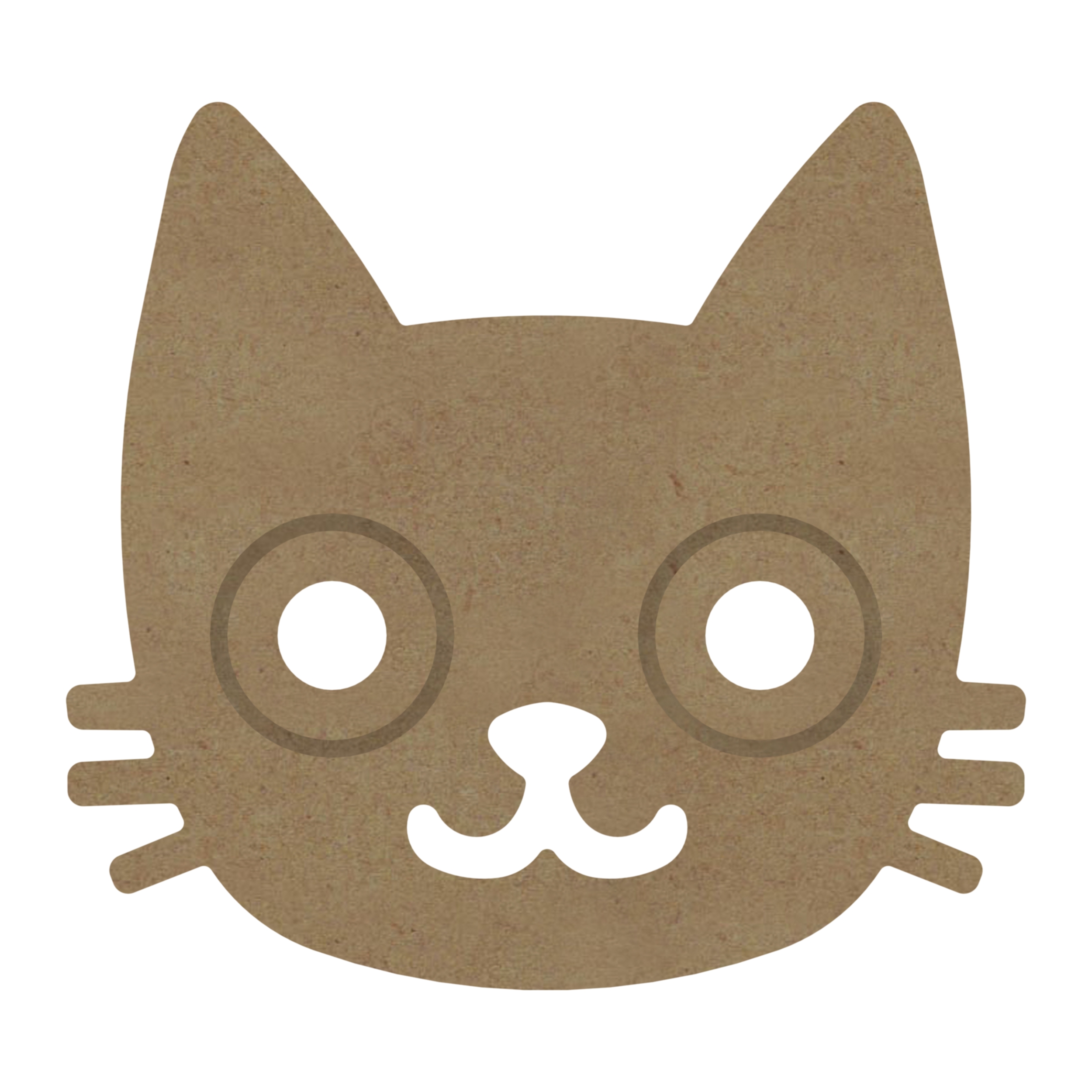 Tête de chat gravée en bois - 22x20 cm