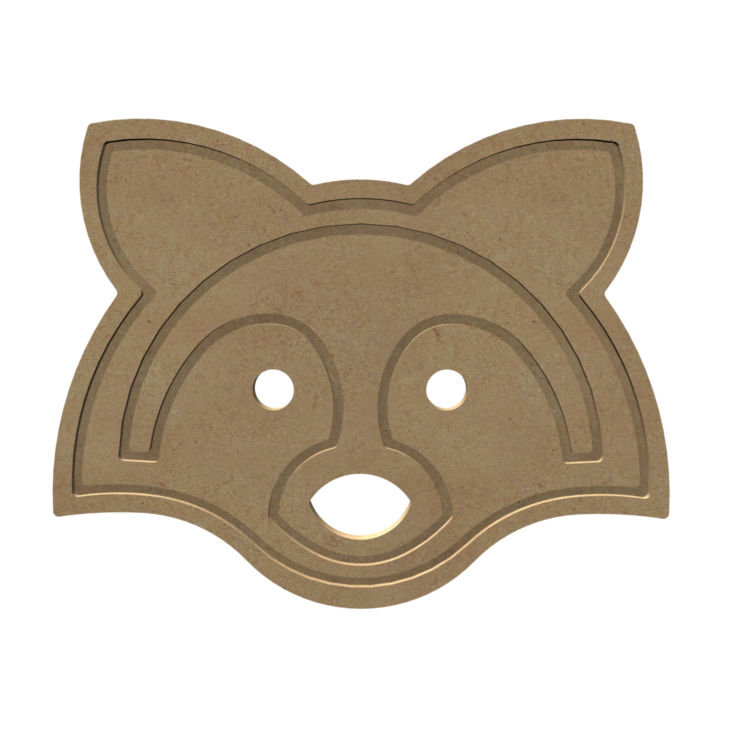 Tête de racoon gravée en bois - 24x19 cm