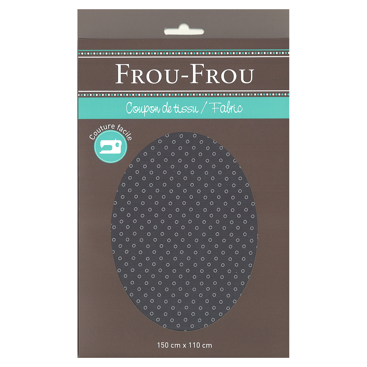 Grand coupon de tissu Frou Frou - 150x100 cm - motif cercle - ciel d'orage