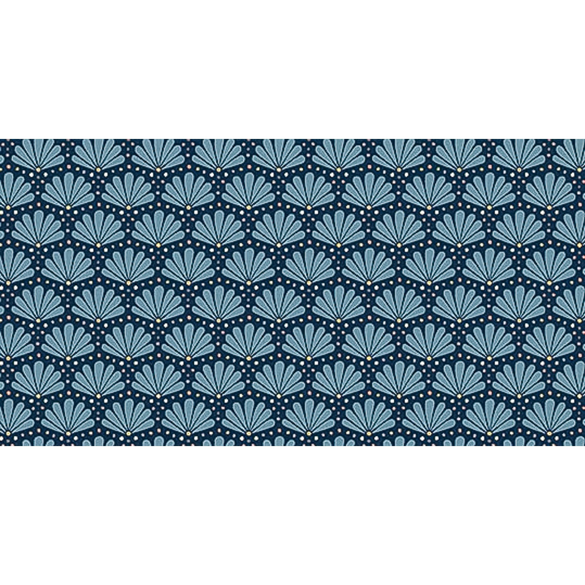 Tissu Wax - 150 x 160 cm - éventail bleu gris