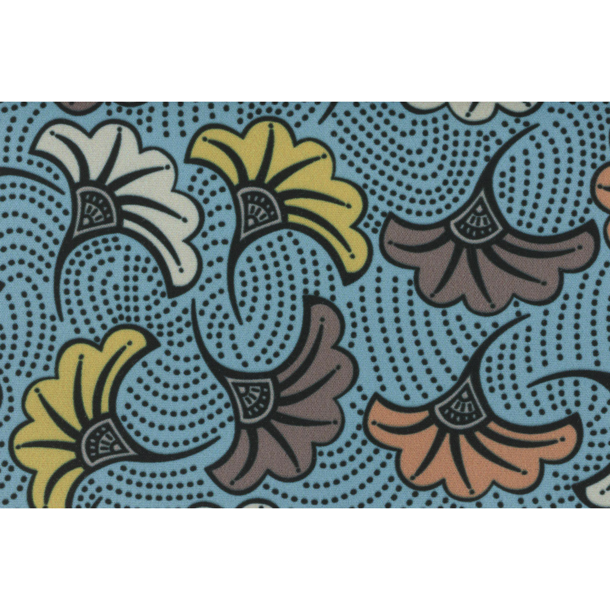 Tissu Wax - 150 x 160 cm - fleur bleu gris