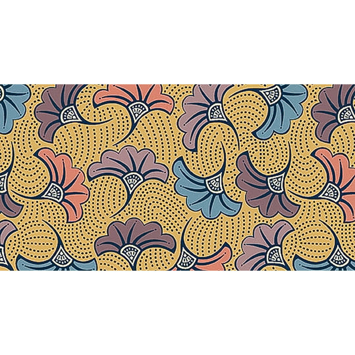 Tissu Wax - 150 x 160 cm - fleur moutarde