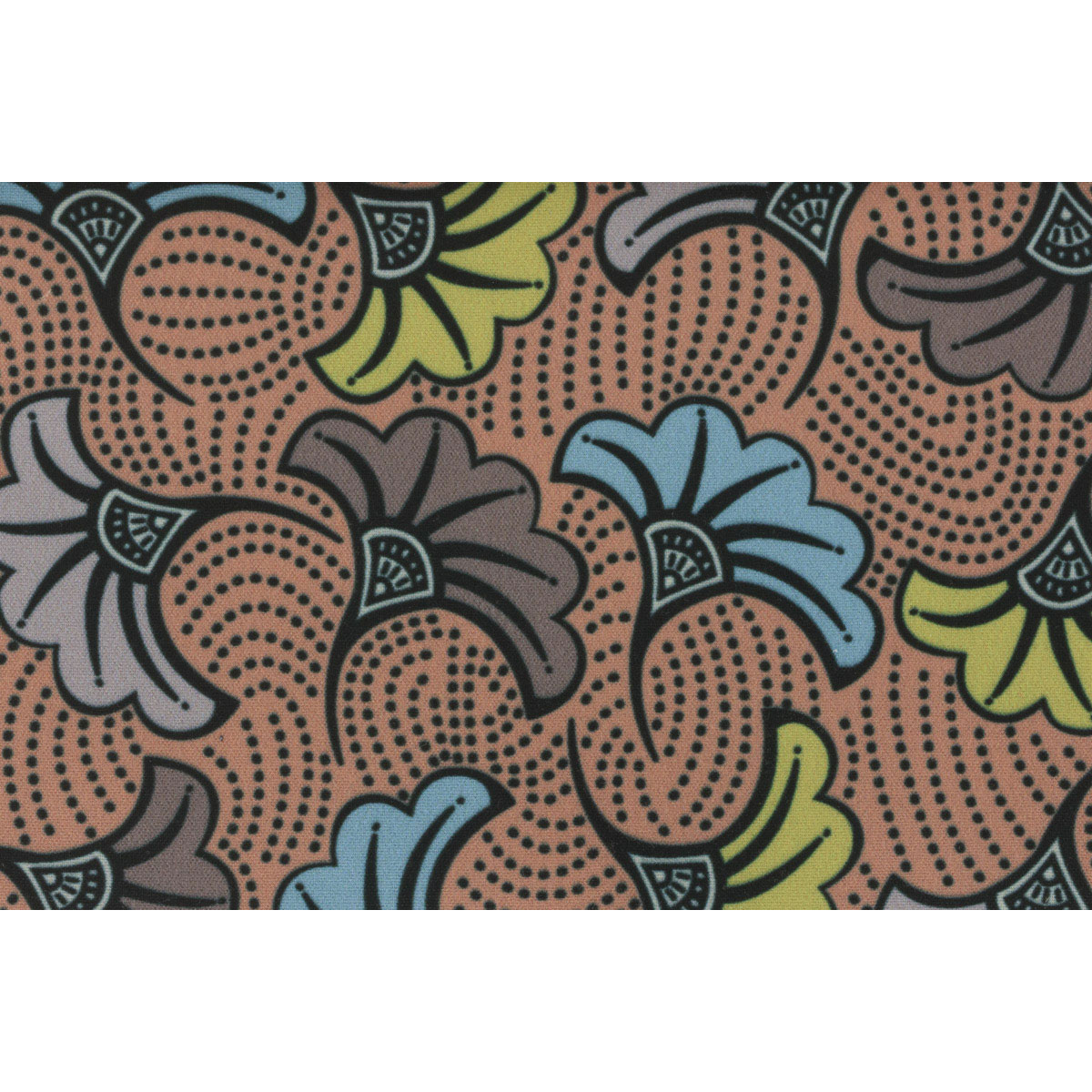 Tissu Wax - 150 x 160 cm - fleur terracotta