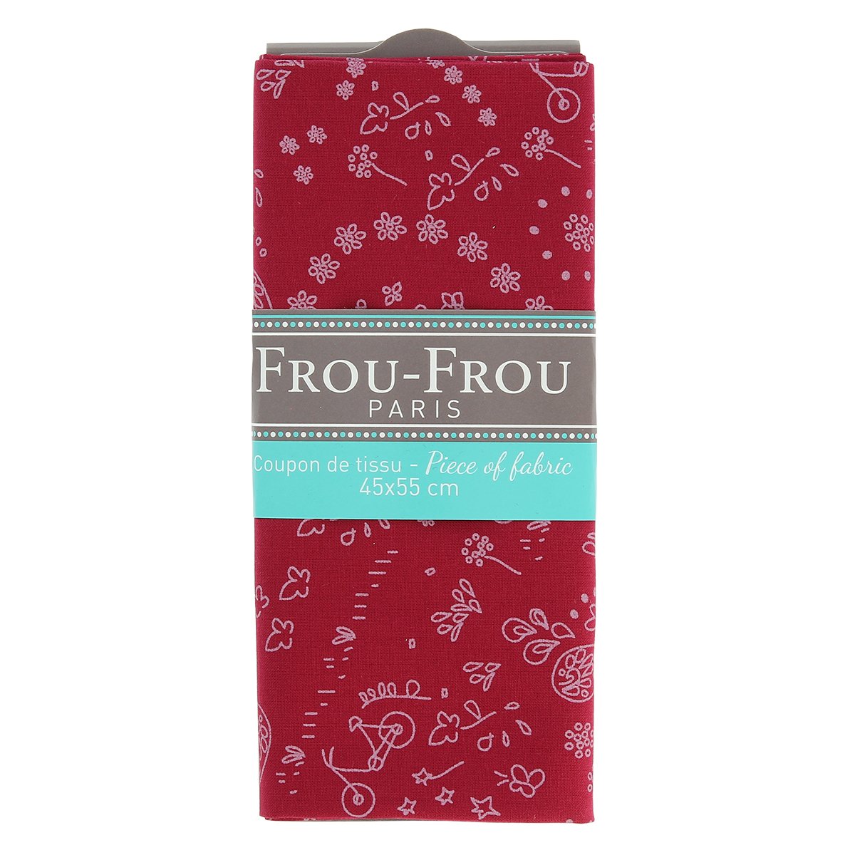 Coupon de tissu - 45x55 cm - Bordeaux - A bicyclette