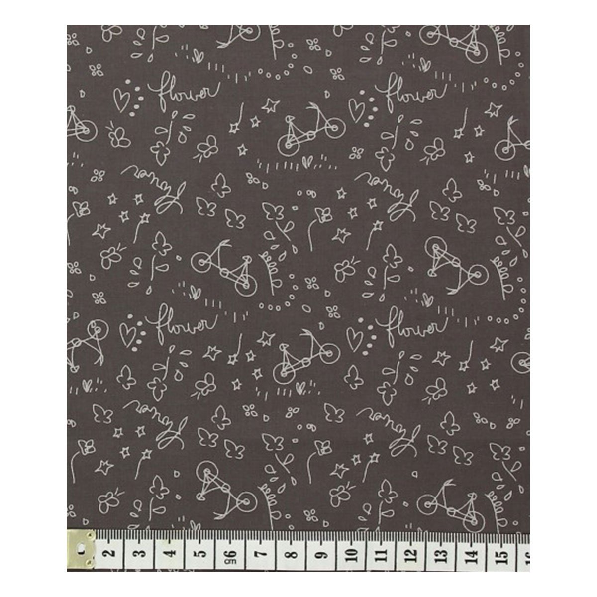 Coupon de tissu Frou Frou - 45x55 cm - A bicyclette - Taupe