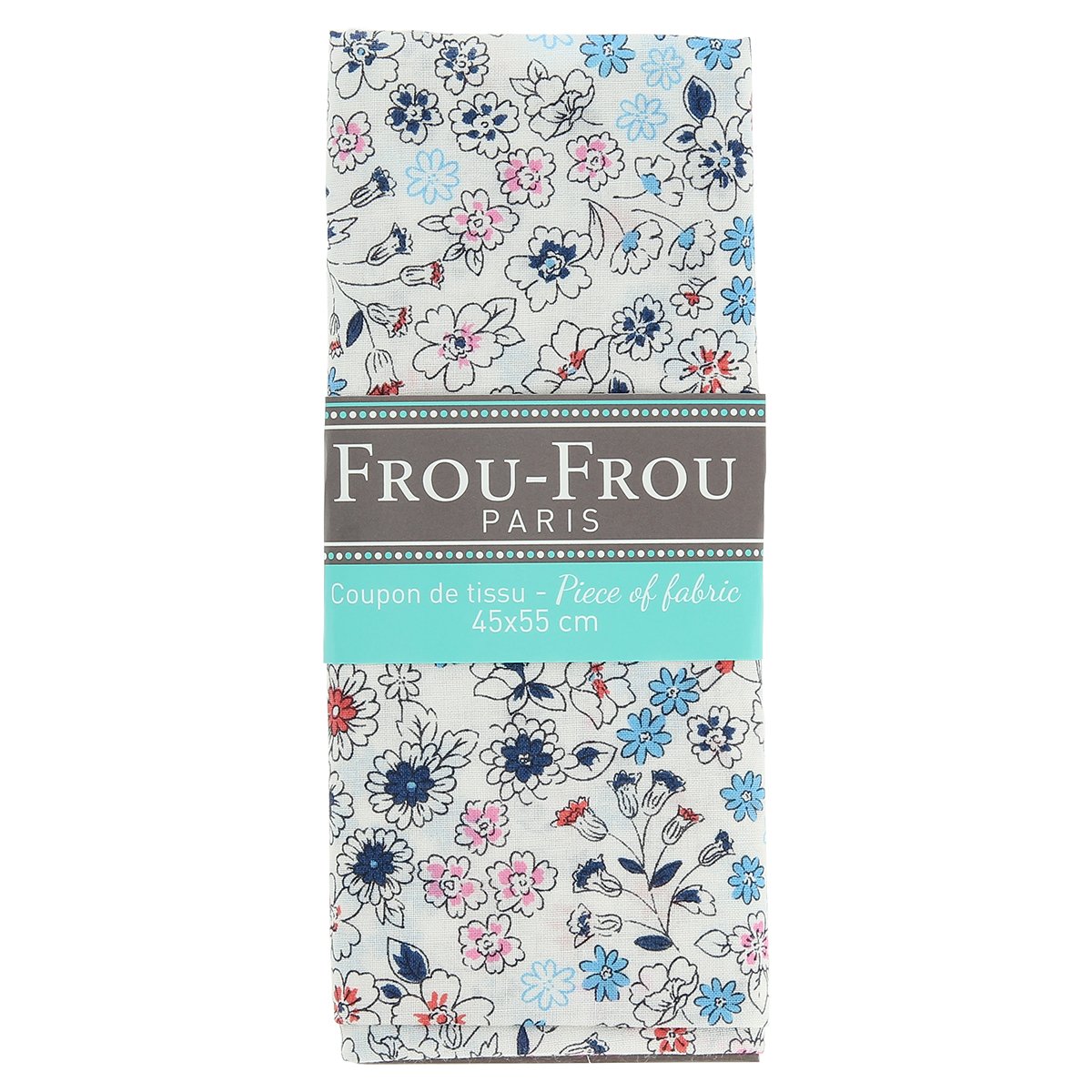 Coupon de tissu fleuri - 45x55 cm - Blanc