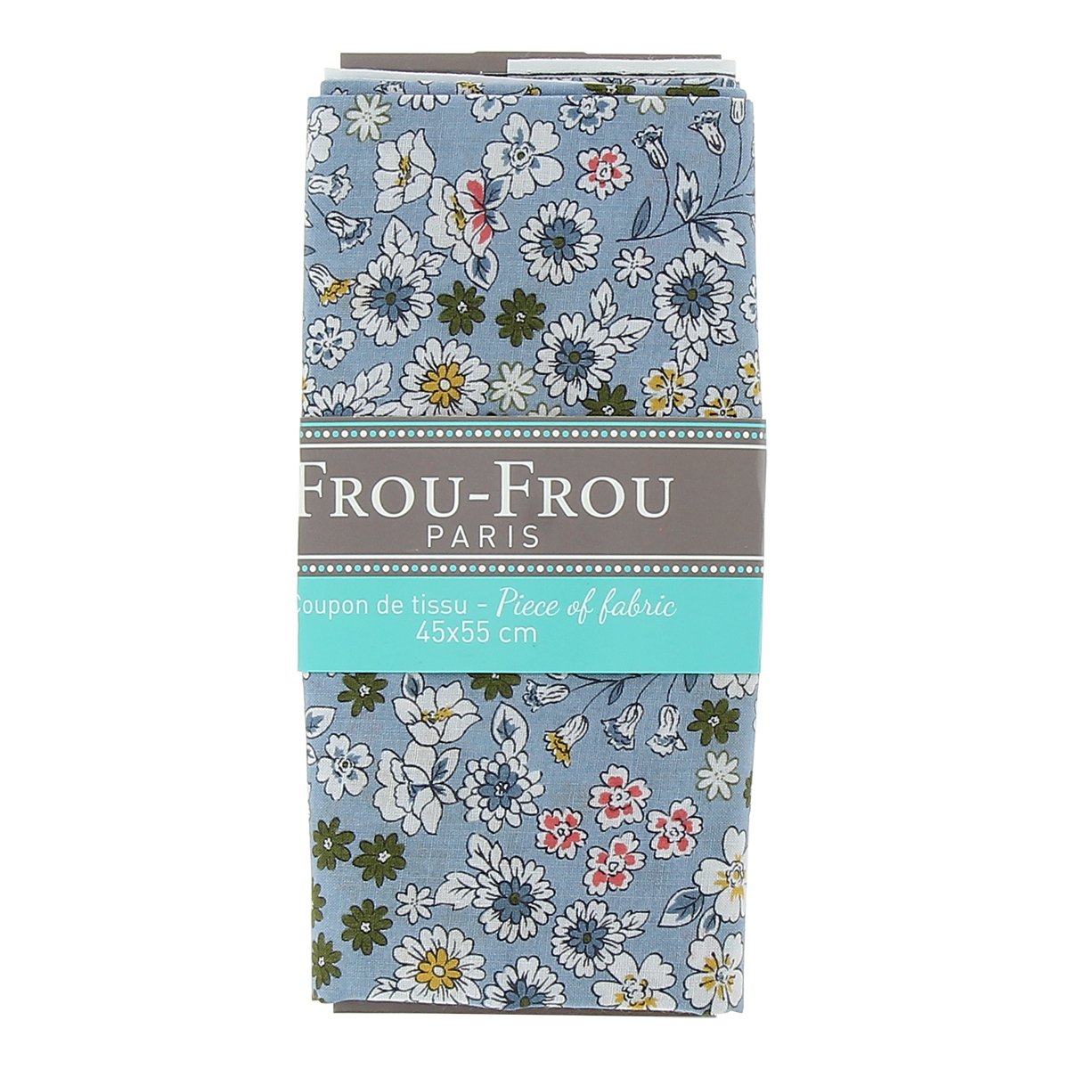 Coupon de tissu fleuri - 45x55 cm - Bleu