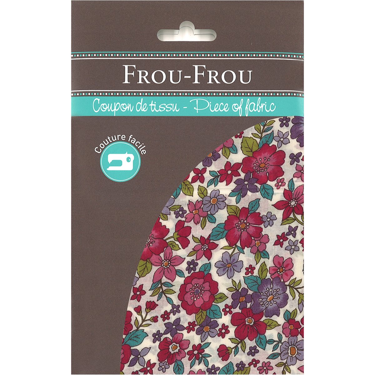 Coupon de tissu fleuri - 45x55 cm - Bordeaux
