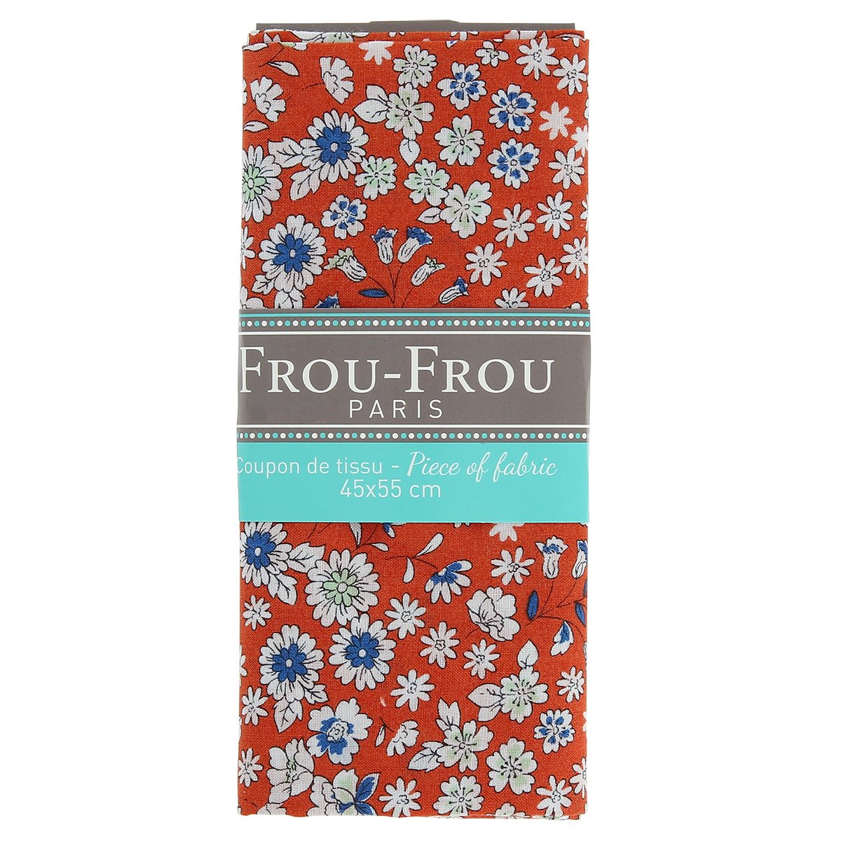 Coupon de tissu fleuri - 45x55 cm - Rouge orangé