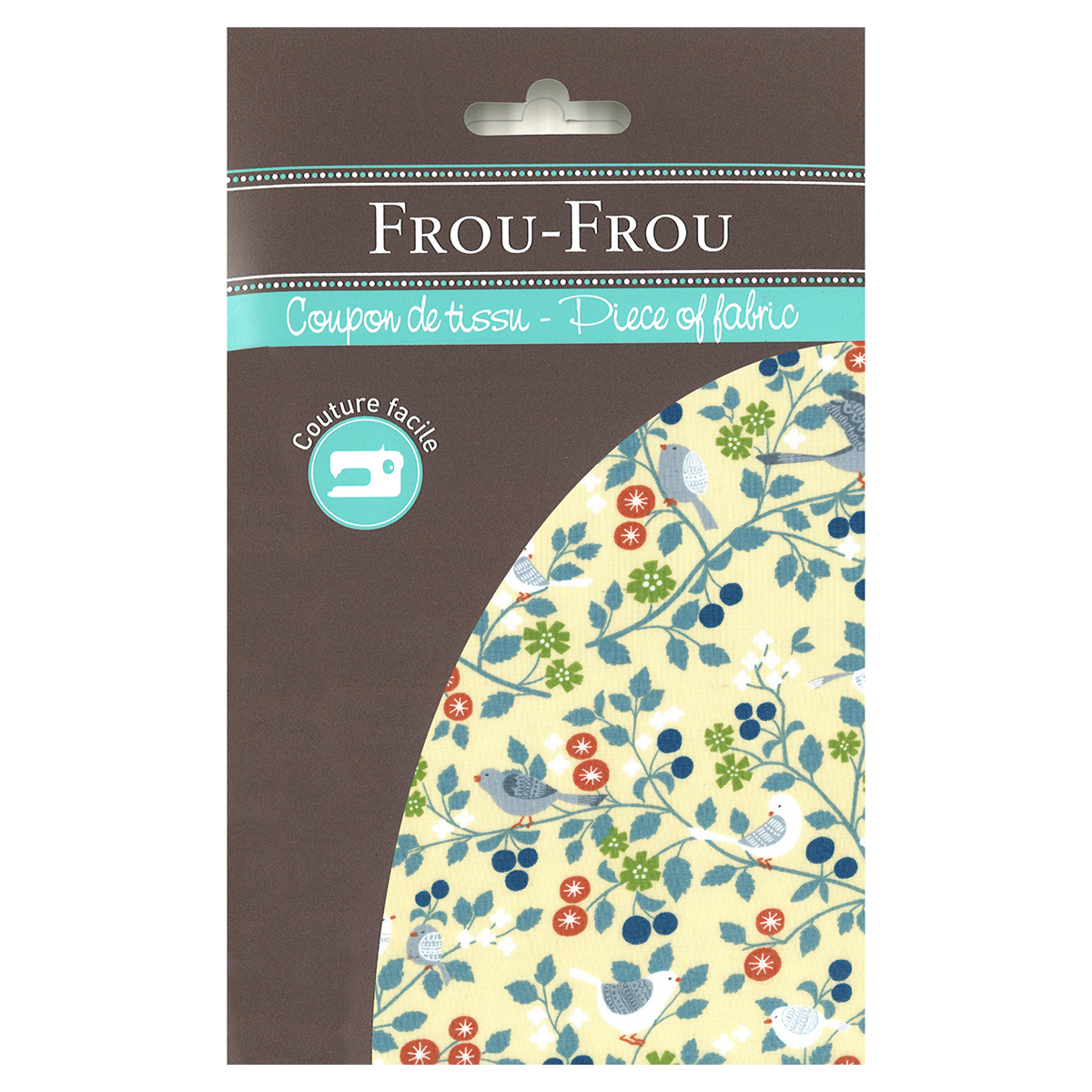 Coupon de tissu Frou Frou - 45x55 cm - motif oiseau - ivoire