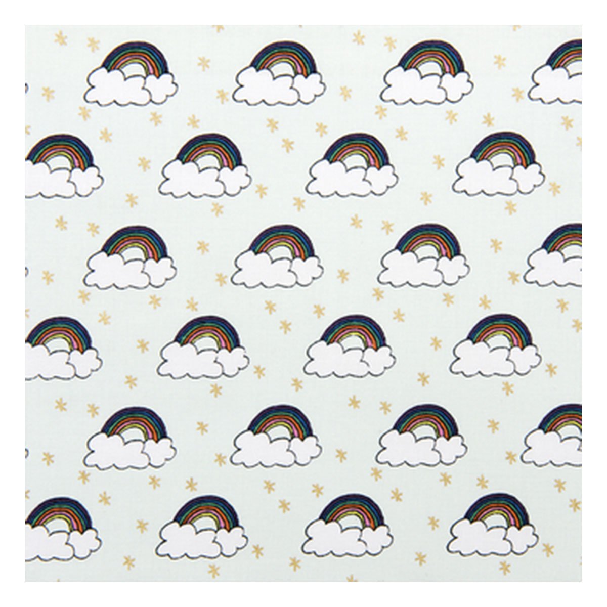 Tissu - 50 x 140 cm - menthe/or et arc en ciel