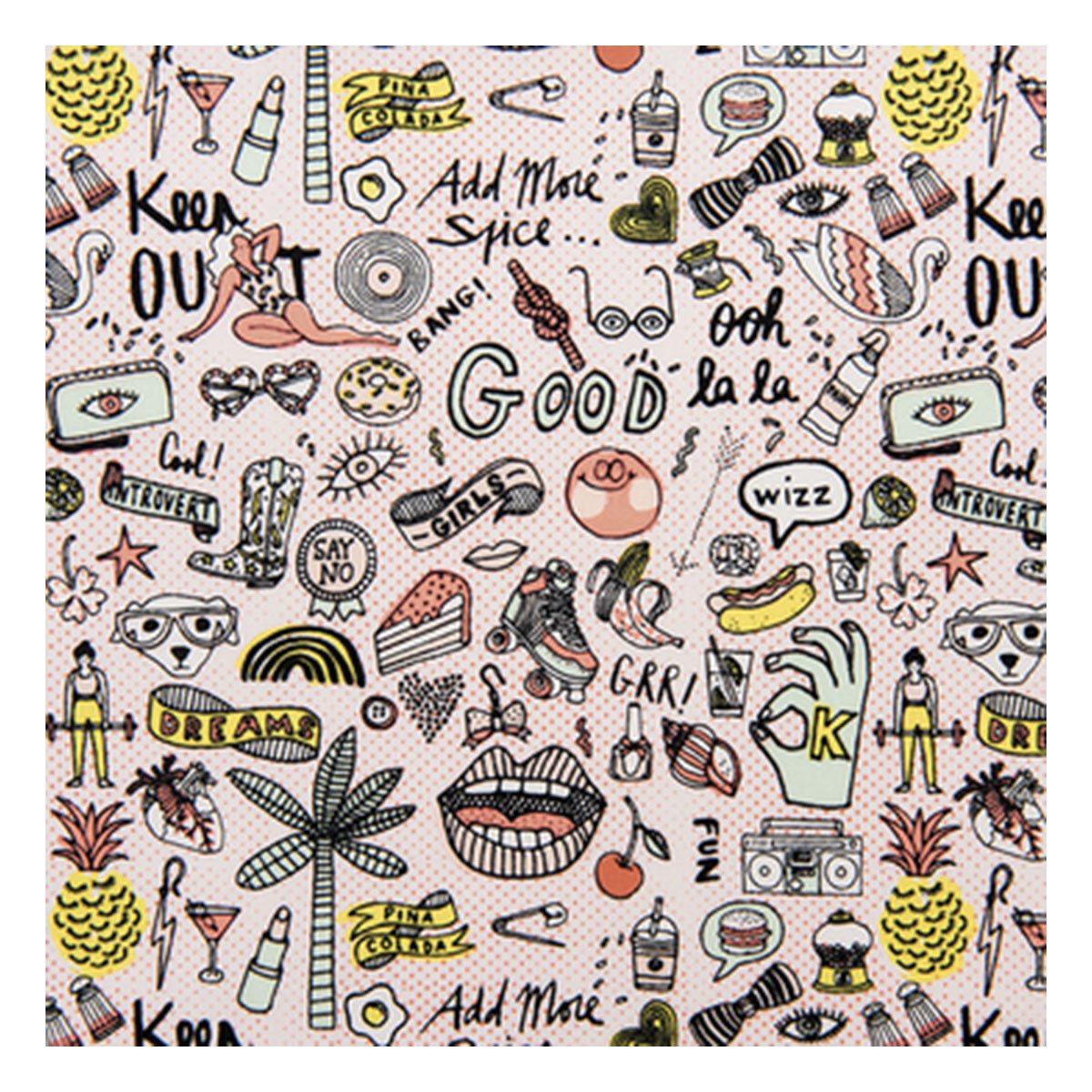 Tissu - 50 x 140 cm - rose/néon et cool girls