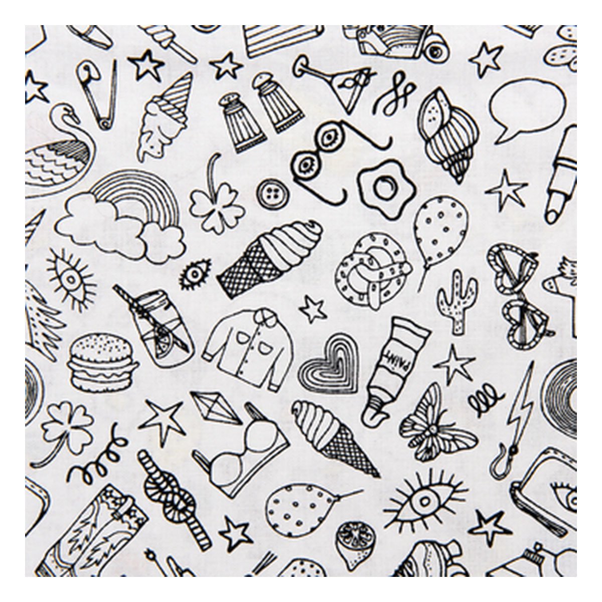 Tissu - 50 x 140 cm - Icones à colorier