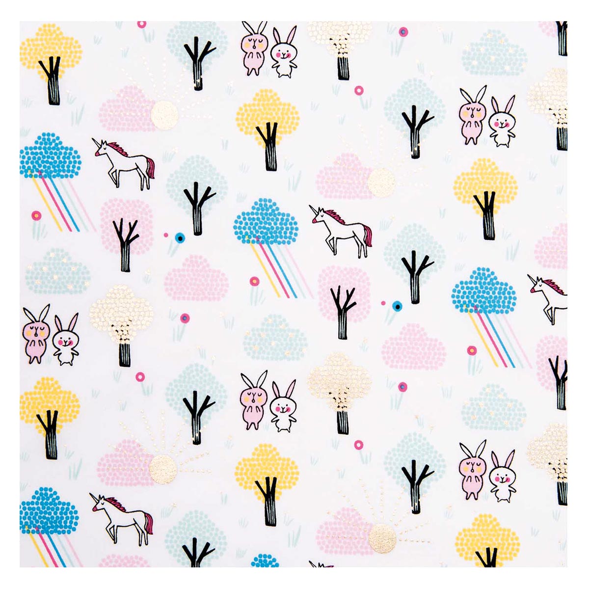 Tissu blanc - Licorne et arc-en-ciel - Wonderland tissus