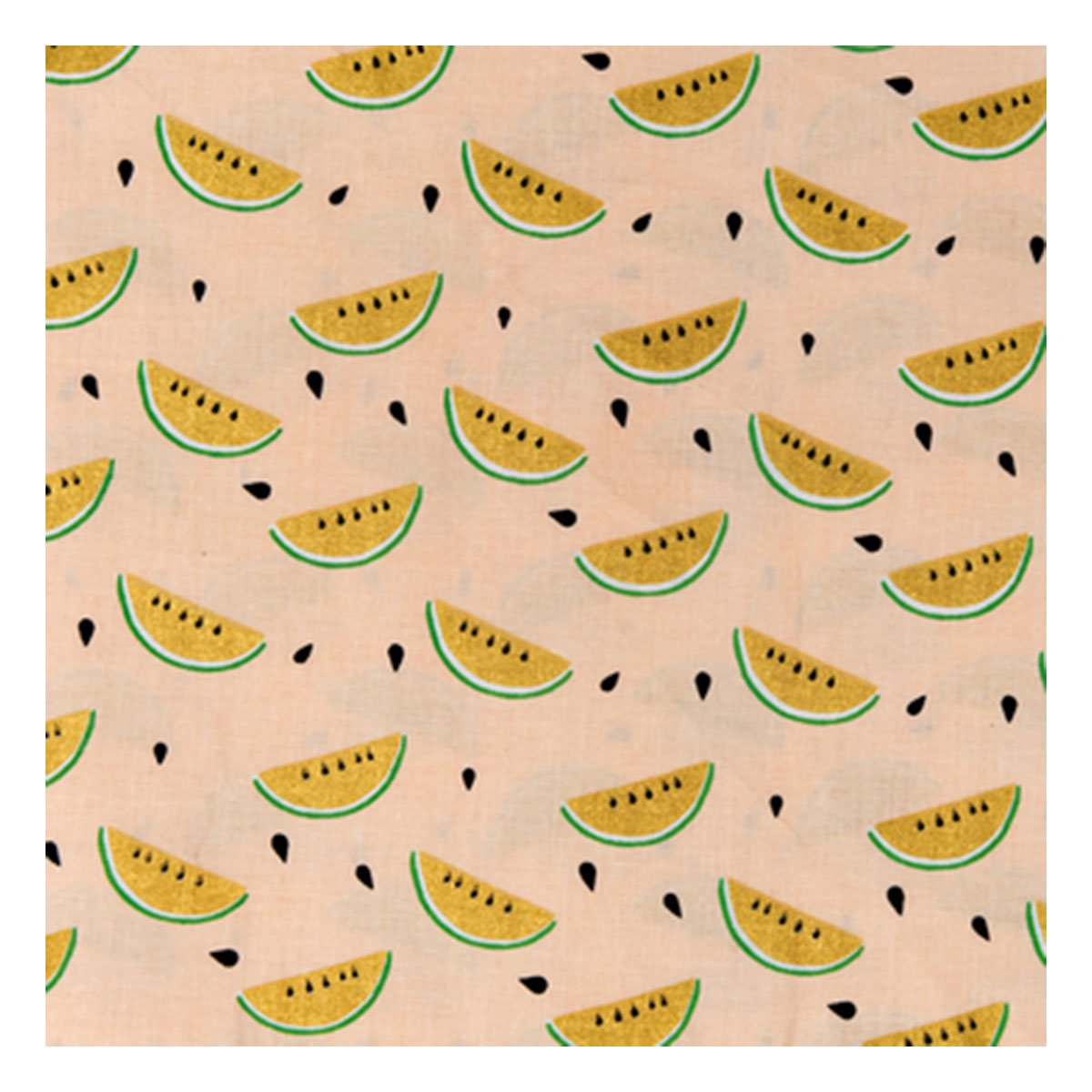 Tissu - 50 x 140 cm - Pastèque / or