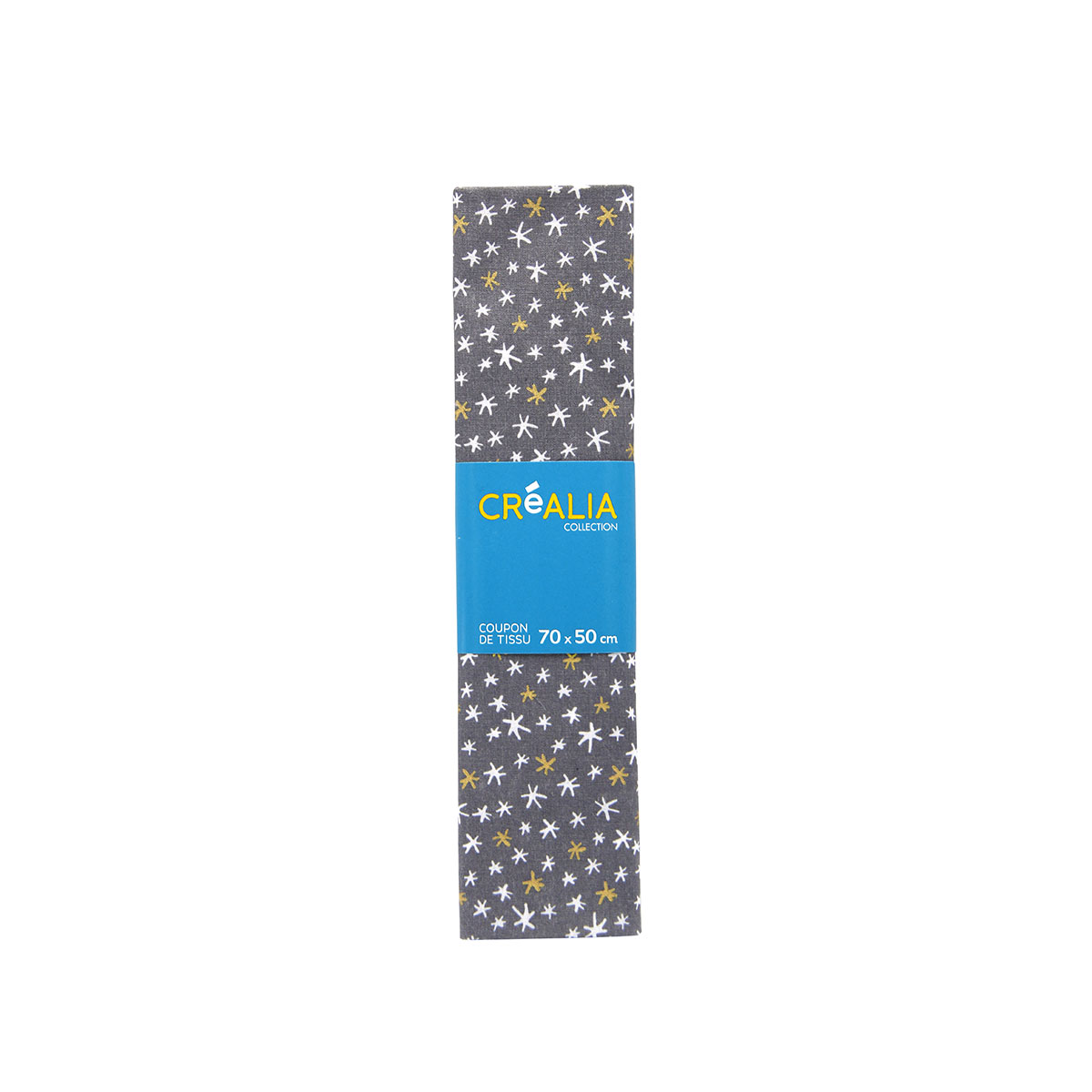 Coupon de tissu gris 50x70cm - pluie d'étoiles - Créalia