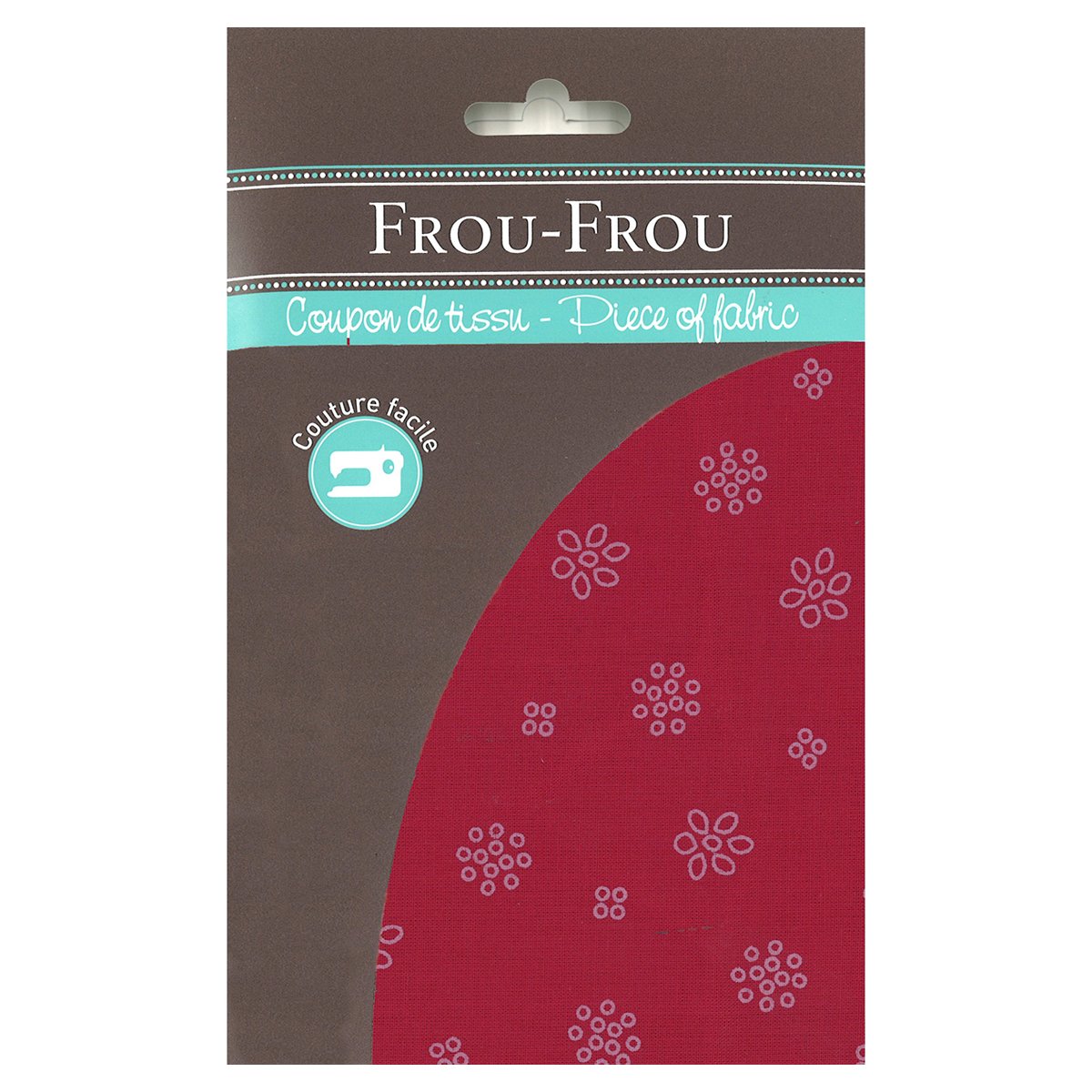 Tissu enduit Frou Frou - 35x70 cm - motif fleurs - bordeaux glamour