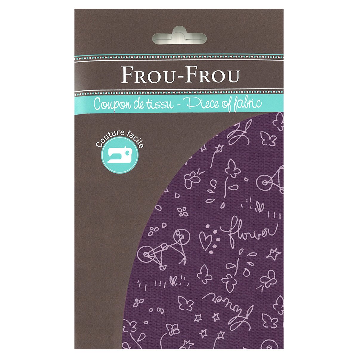 Tissu enduit Frou Frou - 35x70 cm - motif bicyclette - prune délicate