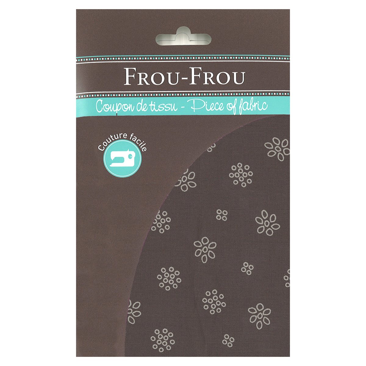 Tissu enduit Frou Frou - 35x70 cm - motif fleurs - taupe