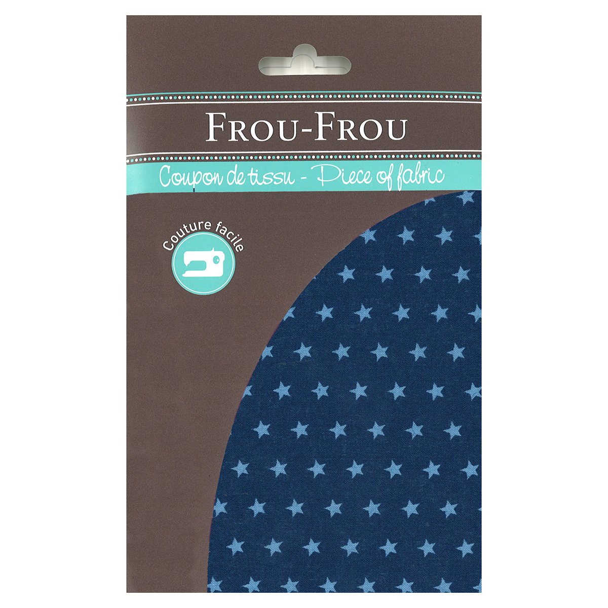 Tissu enduit Frou Frou - 35x70 cm - motif étoile - bleu intense
