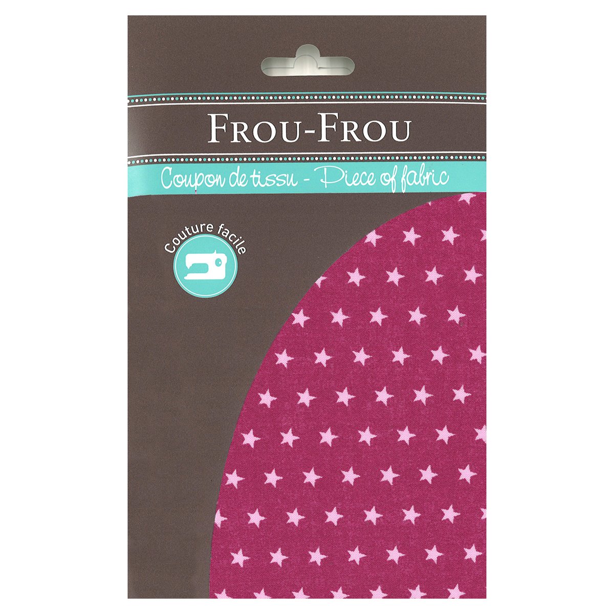 Tissu enduit Frou Frou - 35x70 cm - motif étoile - fuchsia