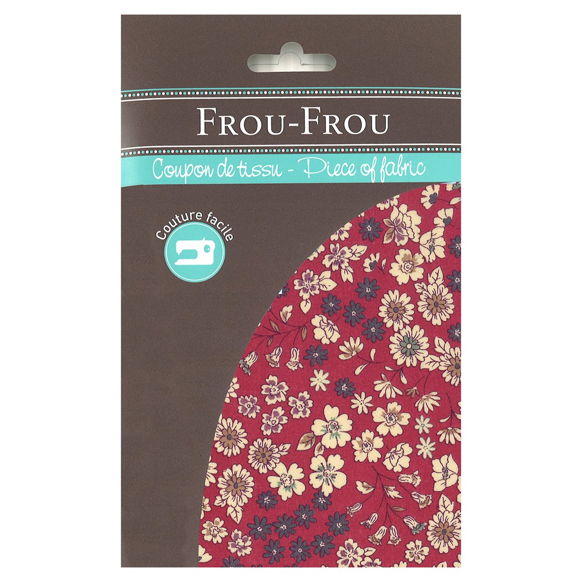 Tissu enduit Frou Frou - 35x70 cm - motif fleurs - bordeaux glamour