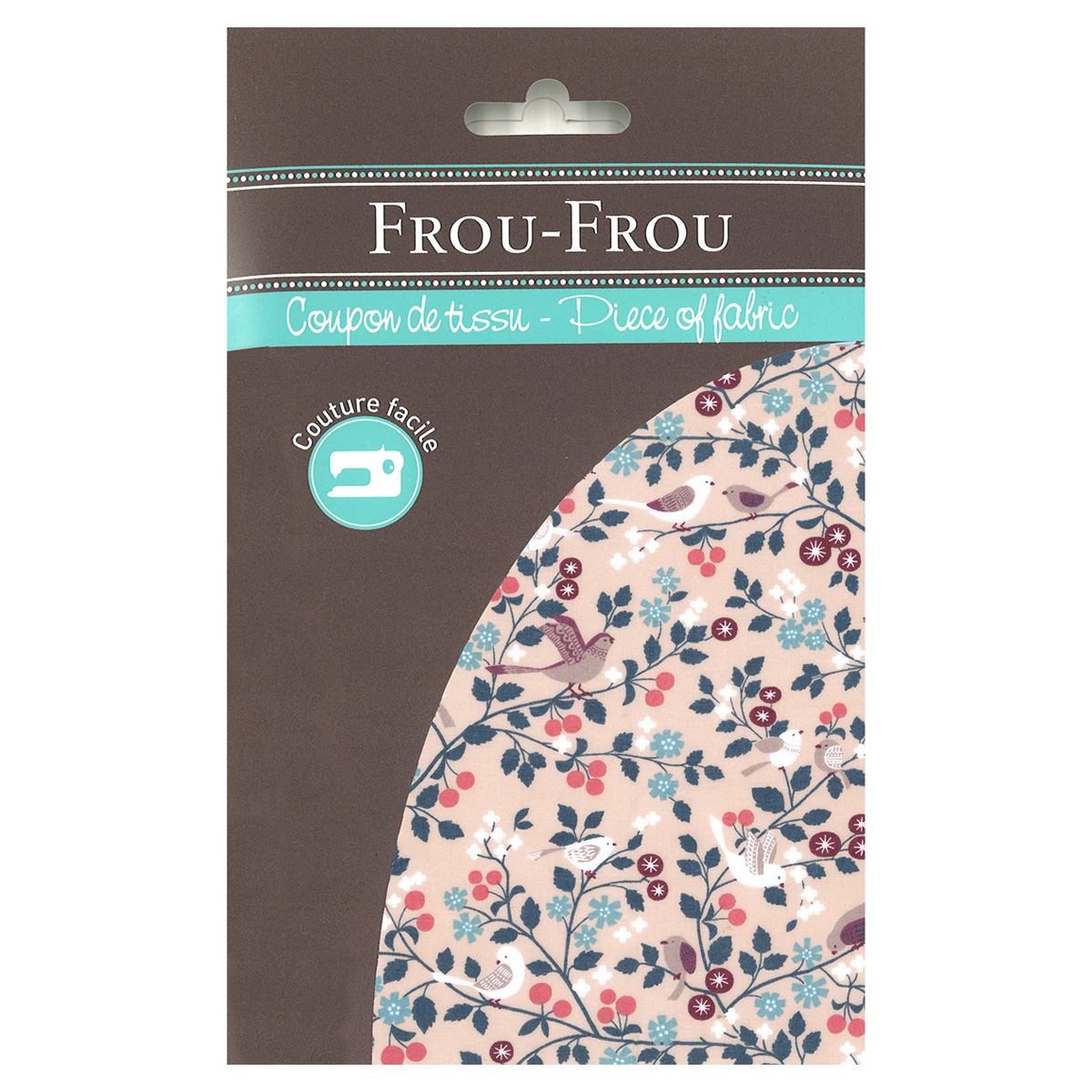 Tissu enduit Frou Frou - 35x70 cm - motif oiseaux - douceur mandarine