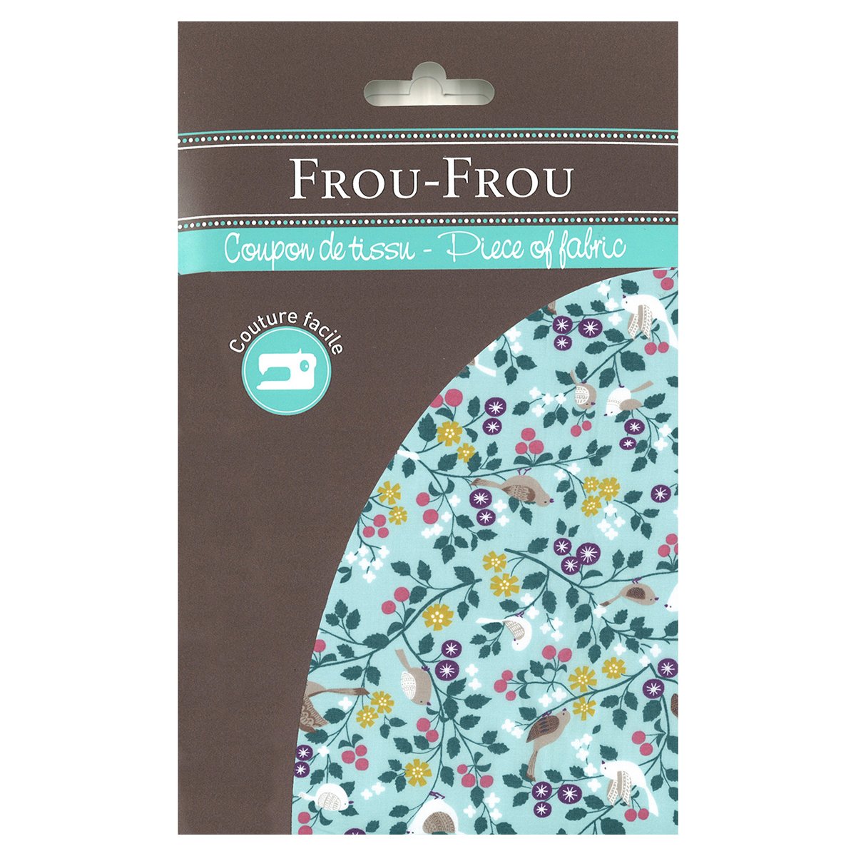 Tissu enduit Frou Frou - 35x70 cm - motif oiseaux - céladon