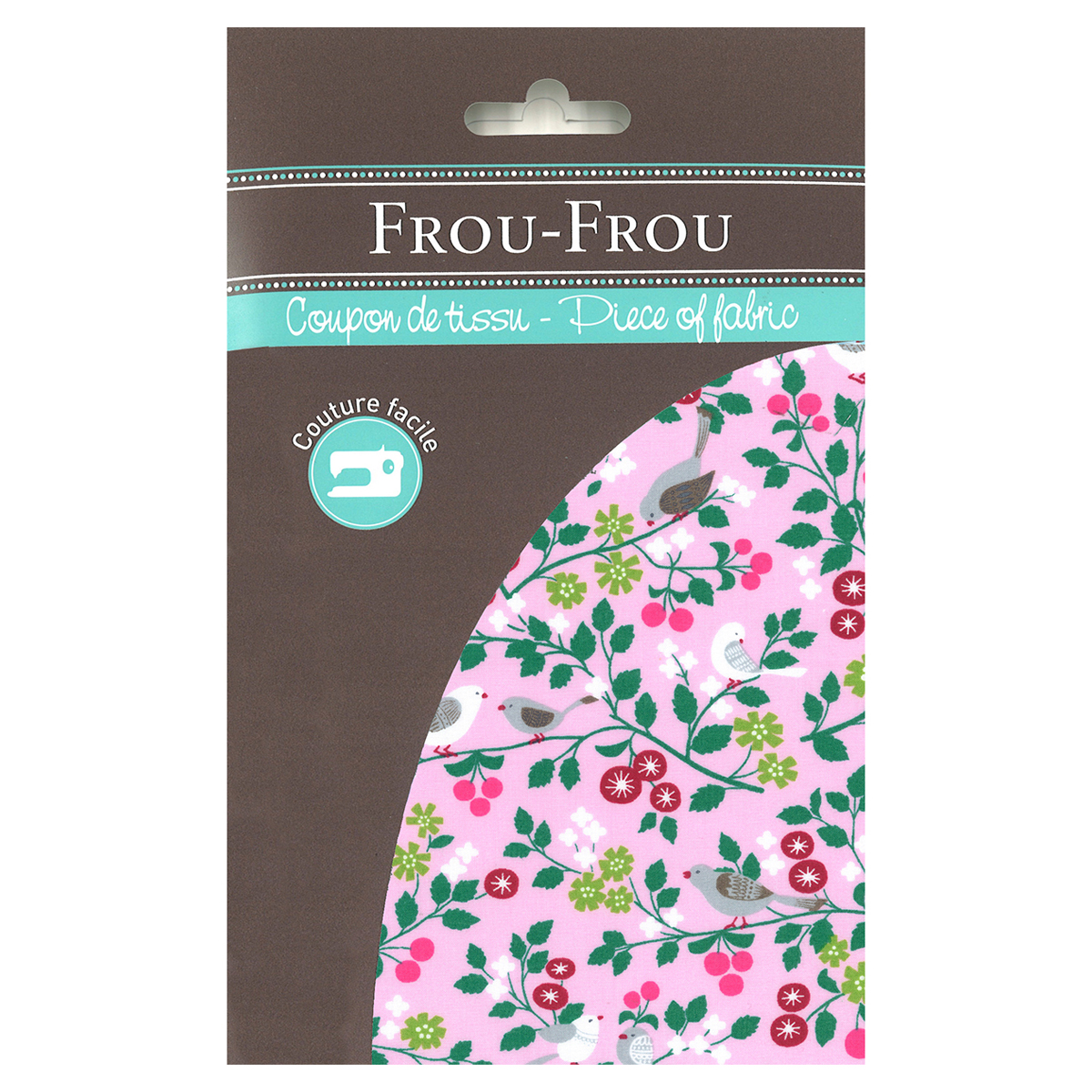 Tissu enduit Frou Frou - 35x70 cm - motif oiseaux - pétale de rose