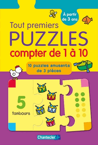 Tout premiers puzzles compter de 1 à 10 - 10 puzzles amusants de 3 pièces
