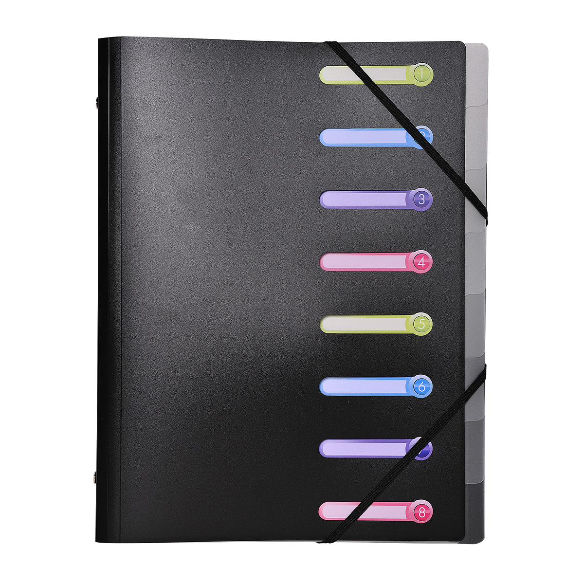 Trieur 8 compartiments - 3 rabats - polypropylène - noir