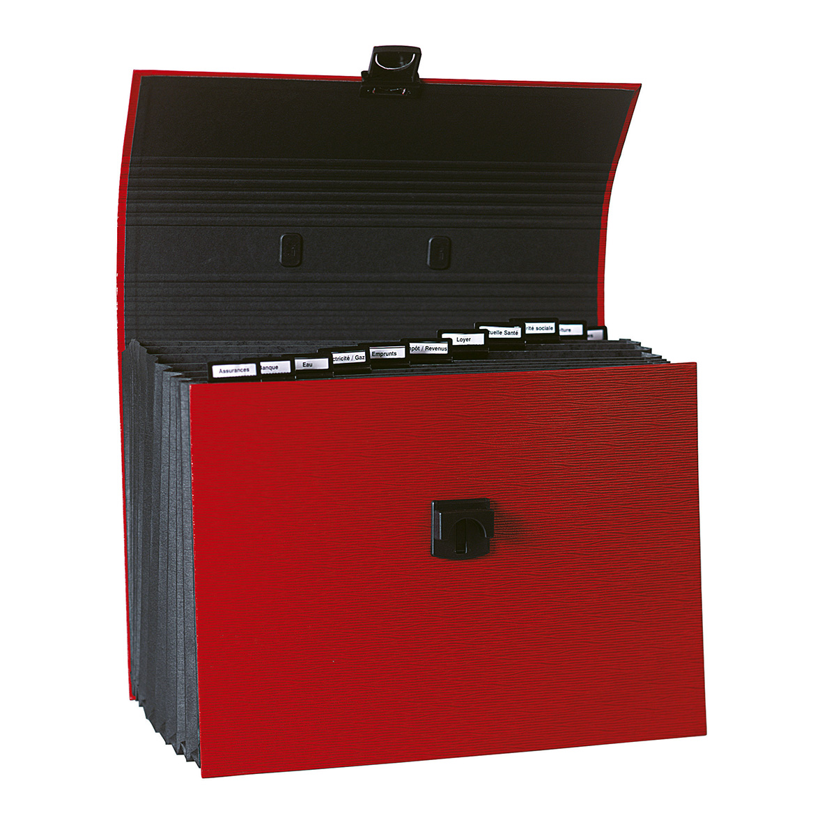 Trieur valisette famillial - 12 compartiments à poignée - rouge