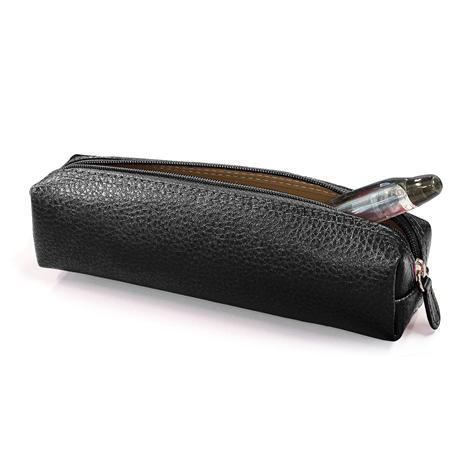 Trousse carré 18cm - cuir grainé -  Noir