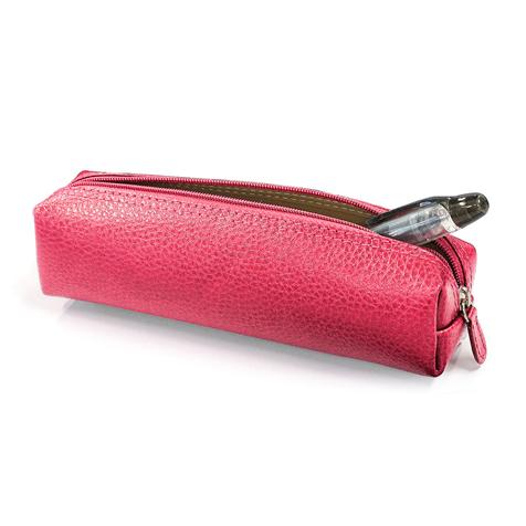 Trousse carré 18cm - cuir grainé -  Rose