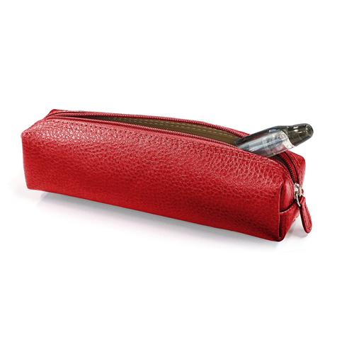 Trousse carré 18cm - cuir grainé - Rouge