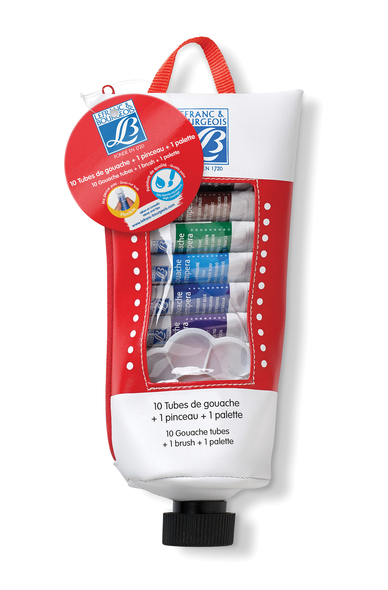 Trousse 10 tubes de gouache avec 1 pinceau et 1 palette