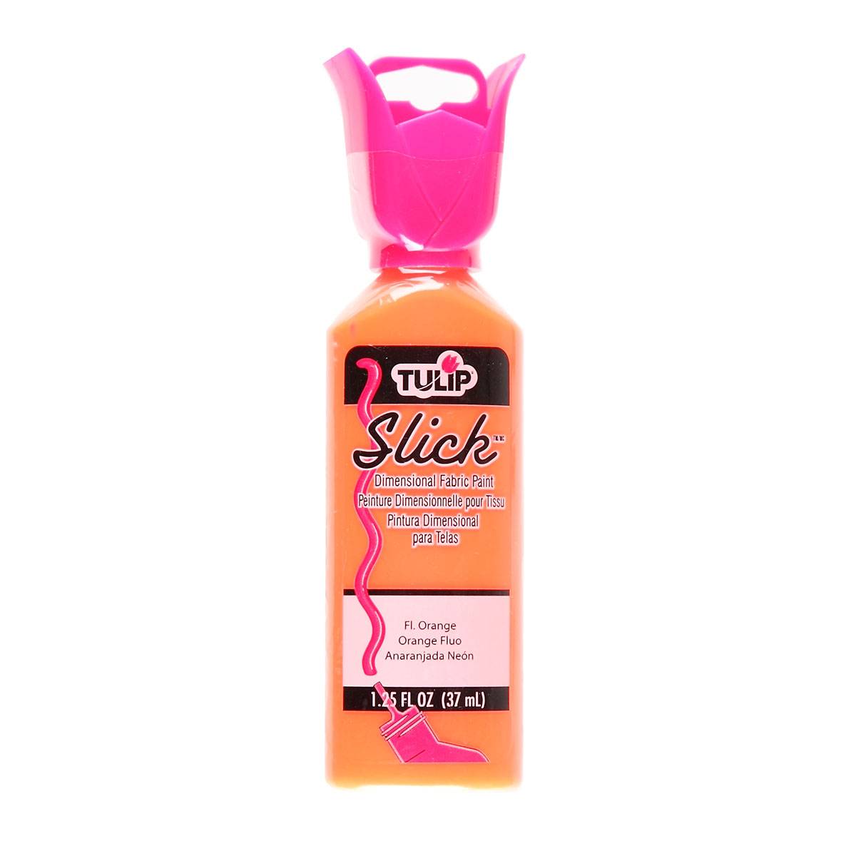 Peinture pour tissu - Slick - Orange Fluo - 37 ml - Tulip