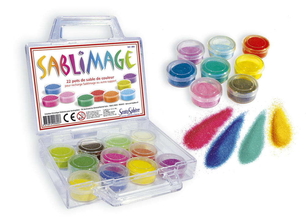 Sablimage - Valisette avec 22 pots de sable coloré