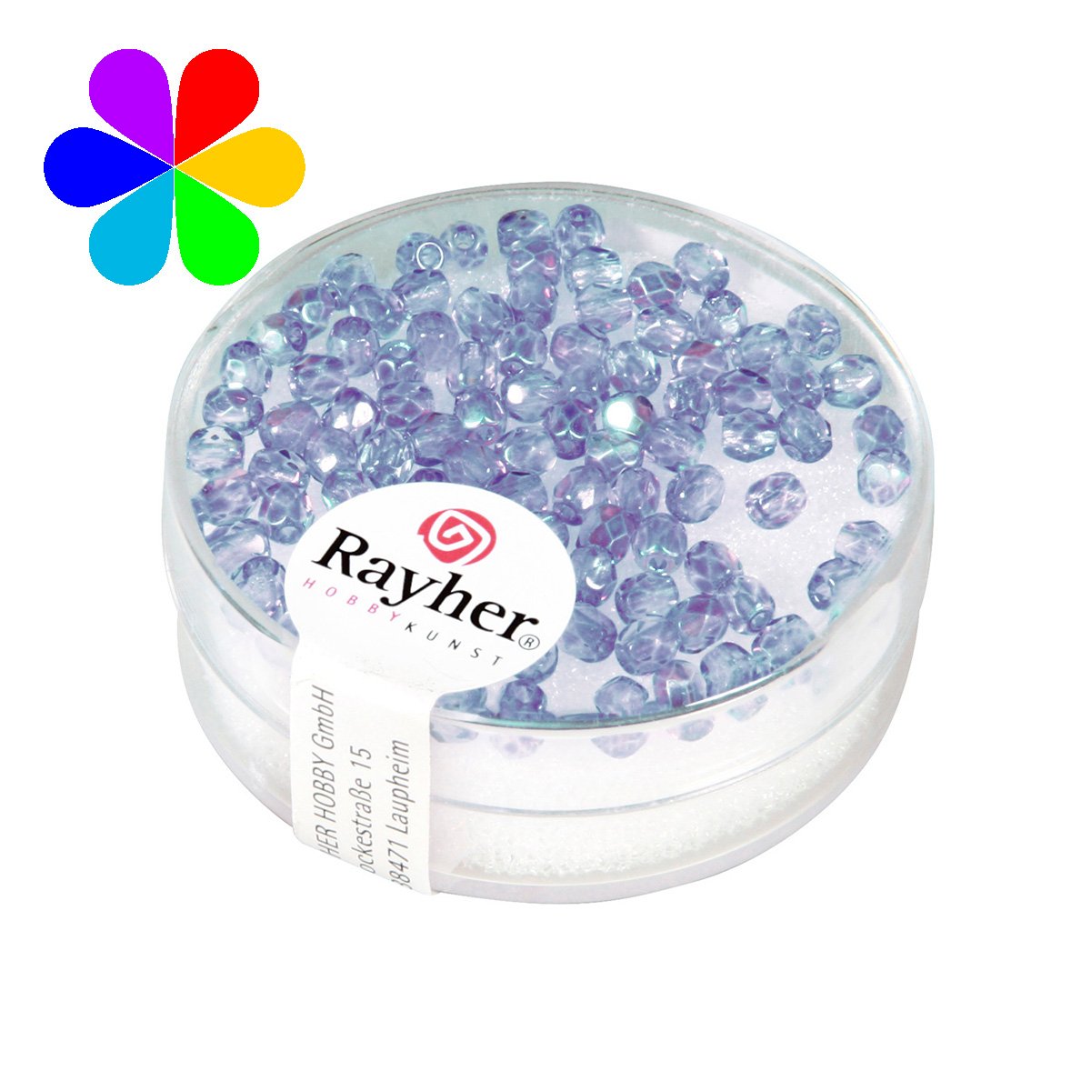 Perles verre irisée - bleu gris 3 mm