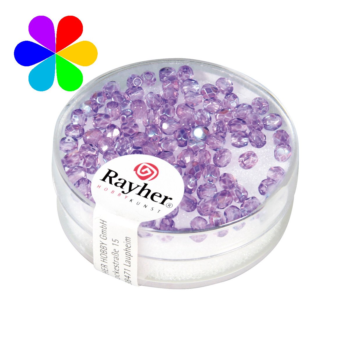 Perles verre irisée - lilas 3 mm