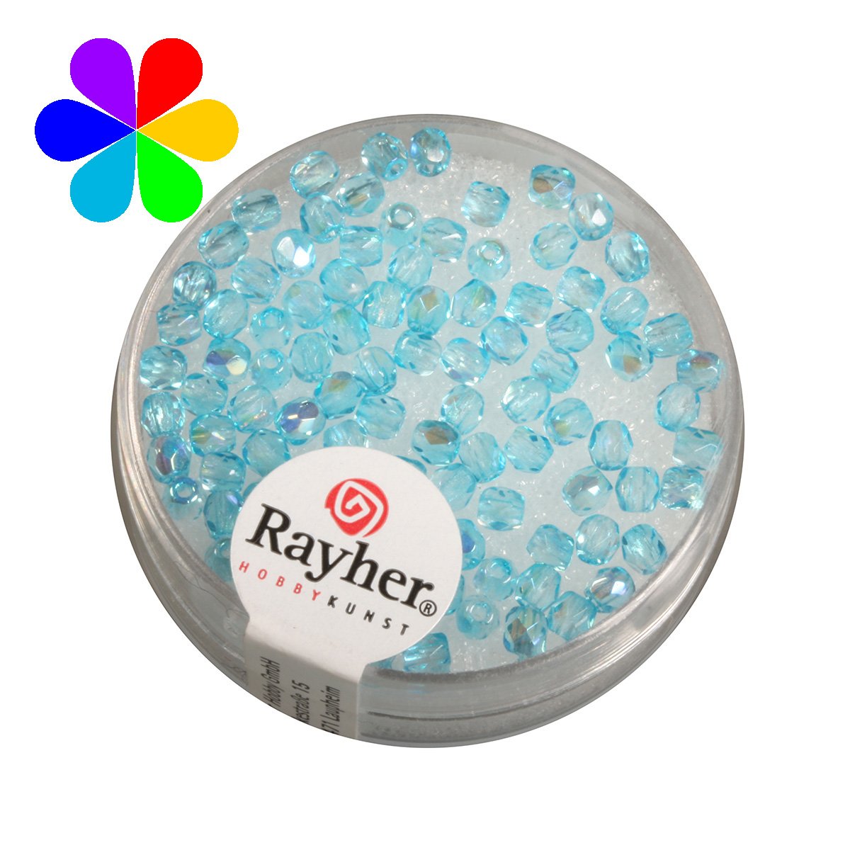 Perles verre irisée  - turquoise 3 mm