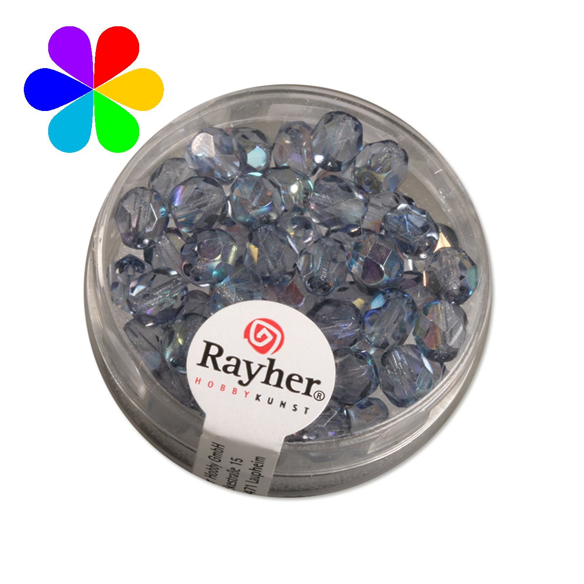 Perles verre - bleu gris 6 mm