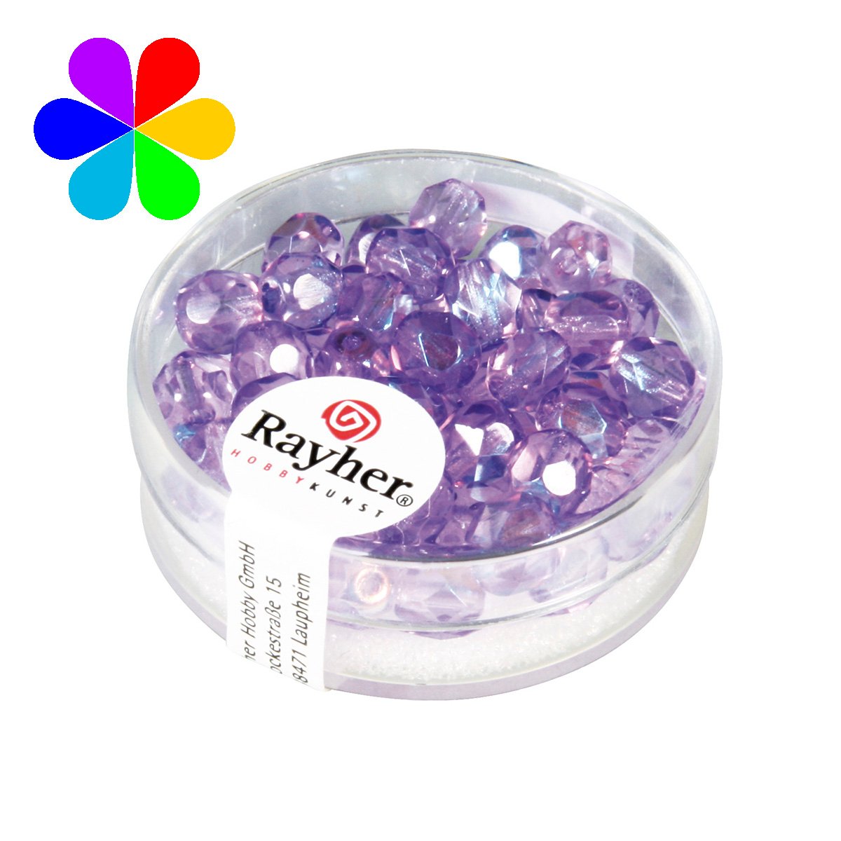 Perles verre - irisée lilas 6 mm