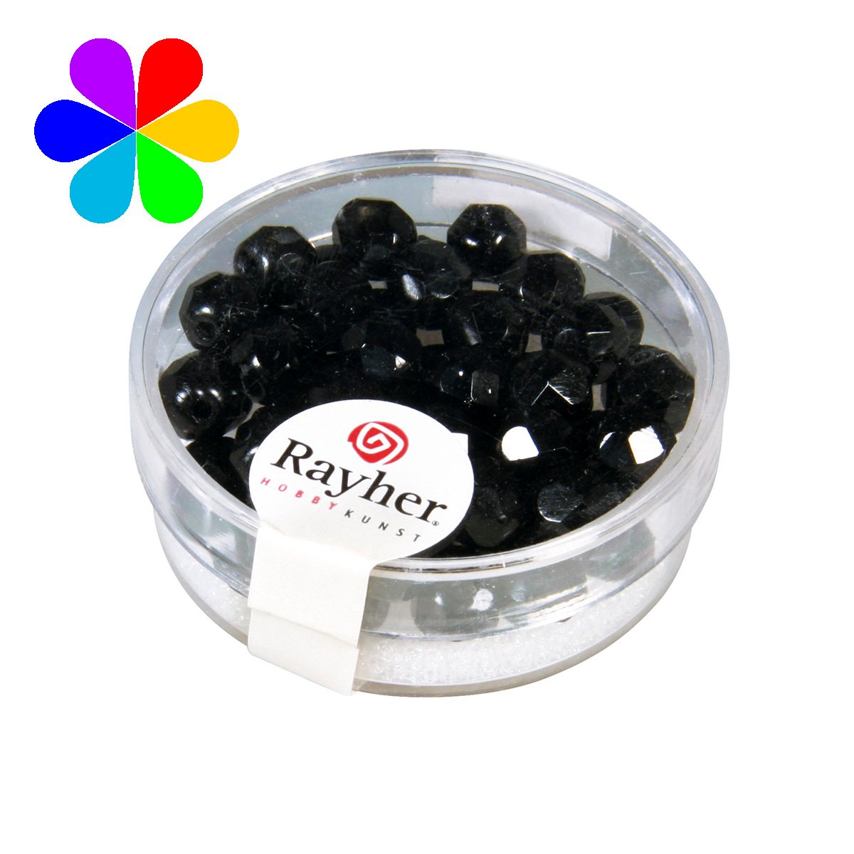 Perles verre irisée - noir 6mm 