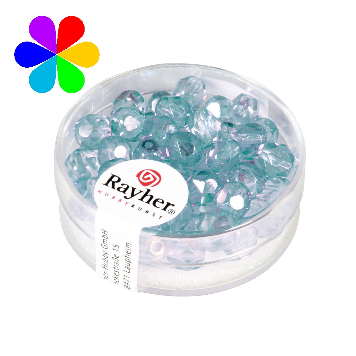 Perles verre irisée  - turquoise 4 mm