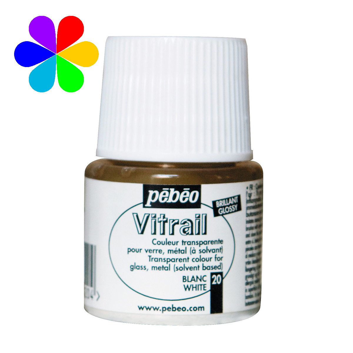 Peinture - Vitrail - Blanc Brillant - 45 ml - Pébéo