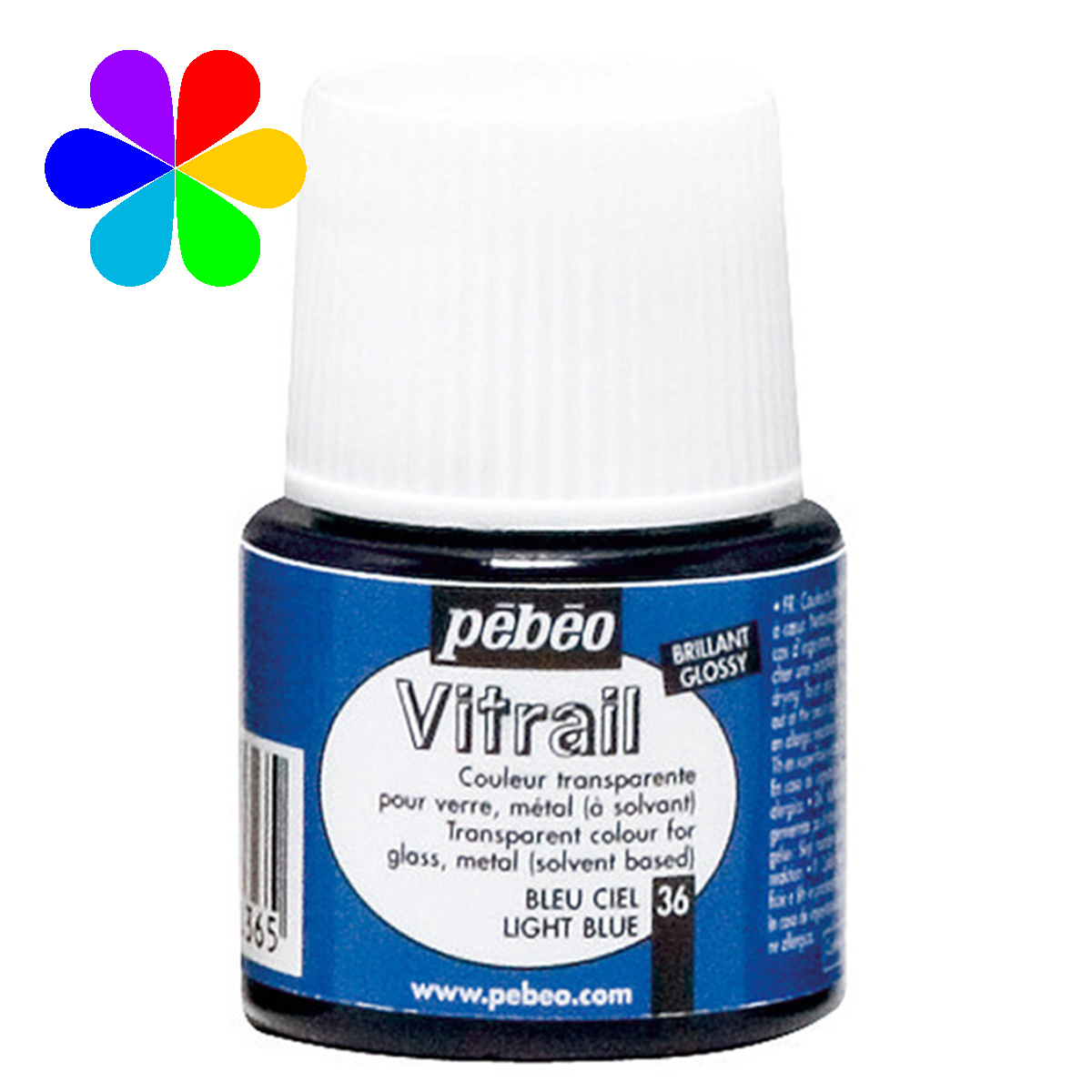 Peinture - Vitrail - Bleu Ciel Brillant - 45 ml - Pébéo