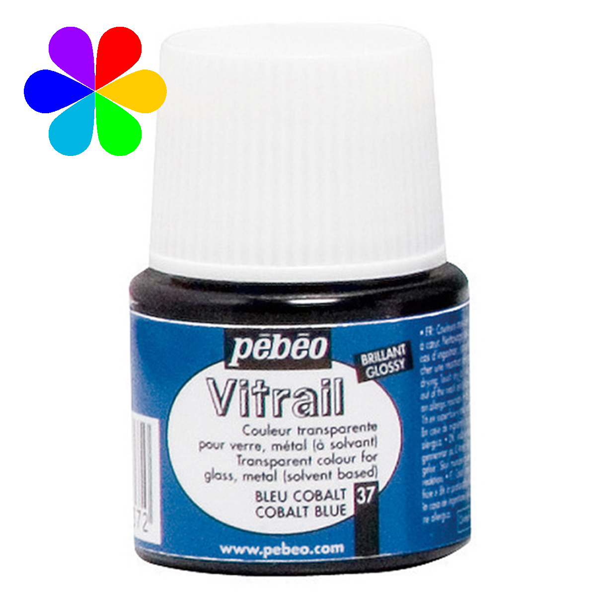 Peinture - Vitrail - Bleu Cobalt n°37 Brillant - 45 ml - Pébéo